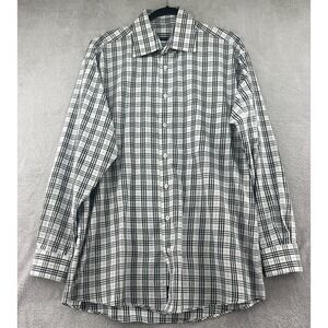 Burberry London Shirt Mens Large Button Up Black White Nova Plaid Check USA